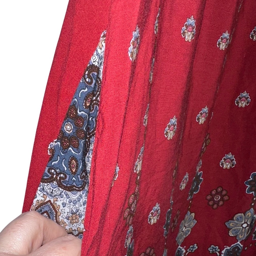 Ekouaer Womens Muu Muu House Dress Maroon Boho Floral Mandala Print Pockets Lg - Picture 7 of 11